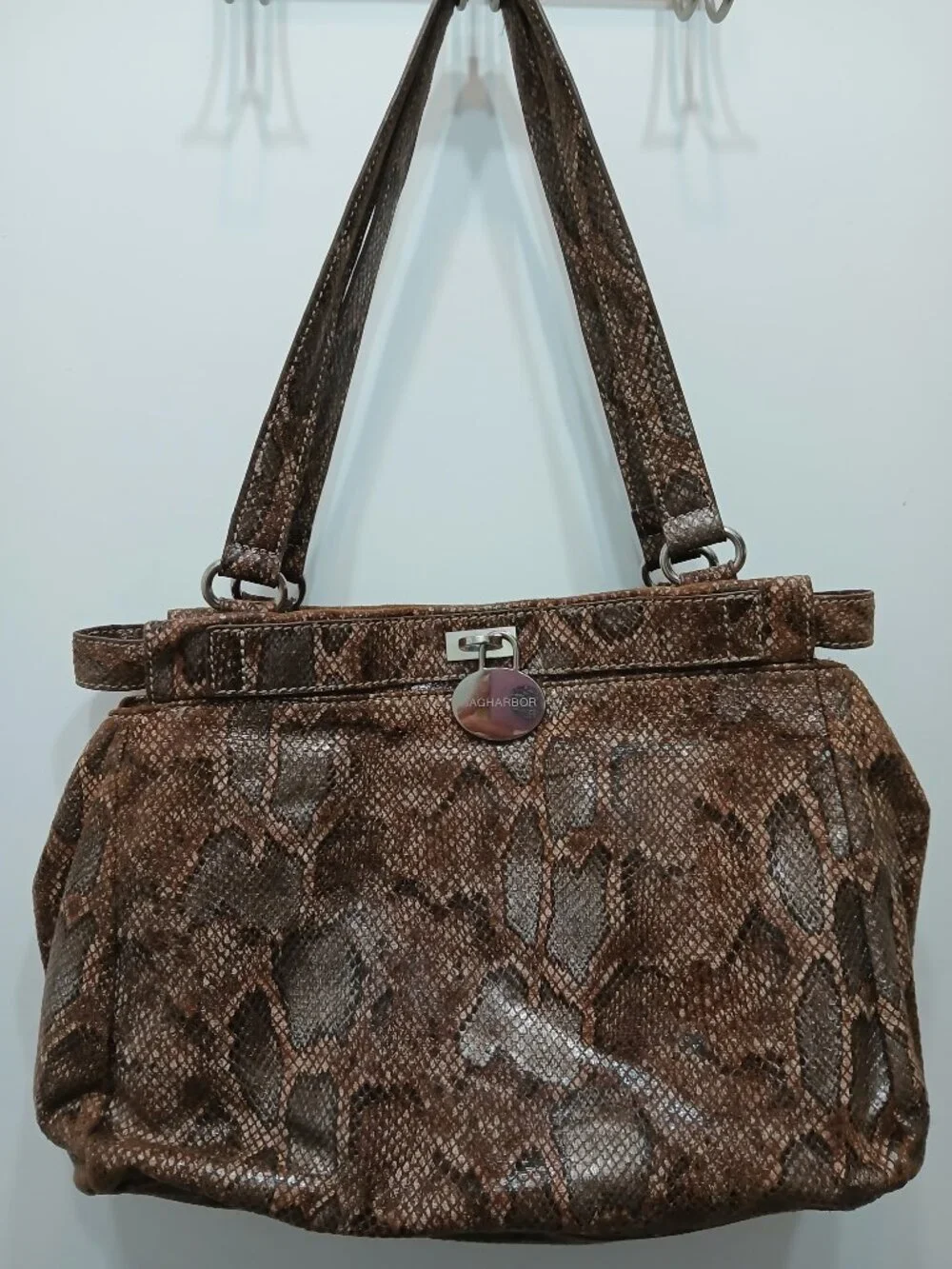 Sag Harbor Faux Leather Python Hobo